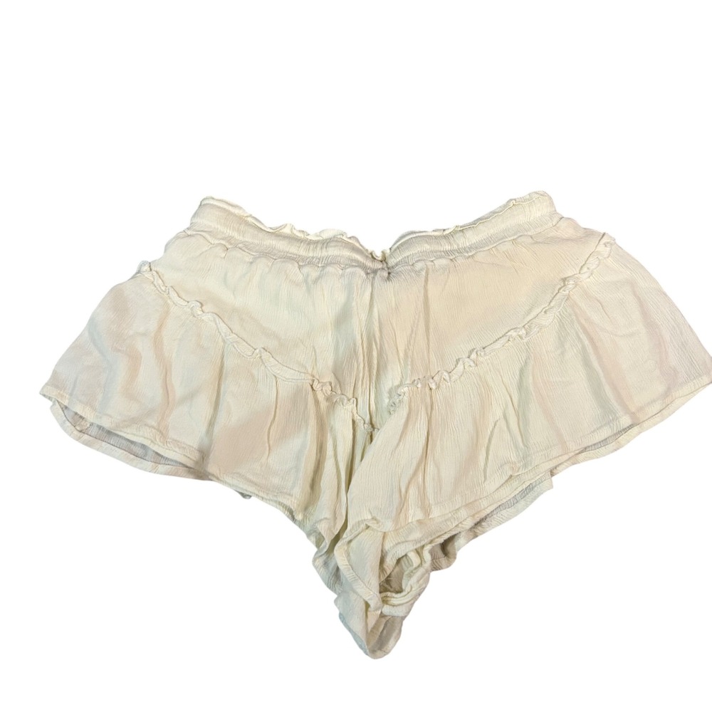 Sincerely Jules Shorts Womens Medium Cream Ruffle Tiered Gauze Drawstring